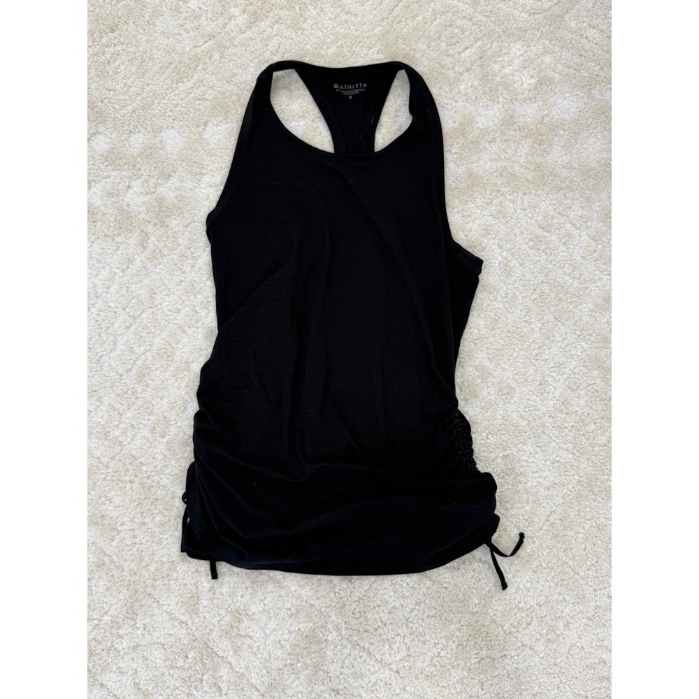 Athleta Womens Black Racerback Cinch Side Ruched Tank Top Size S